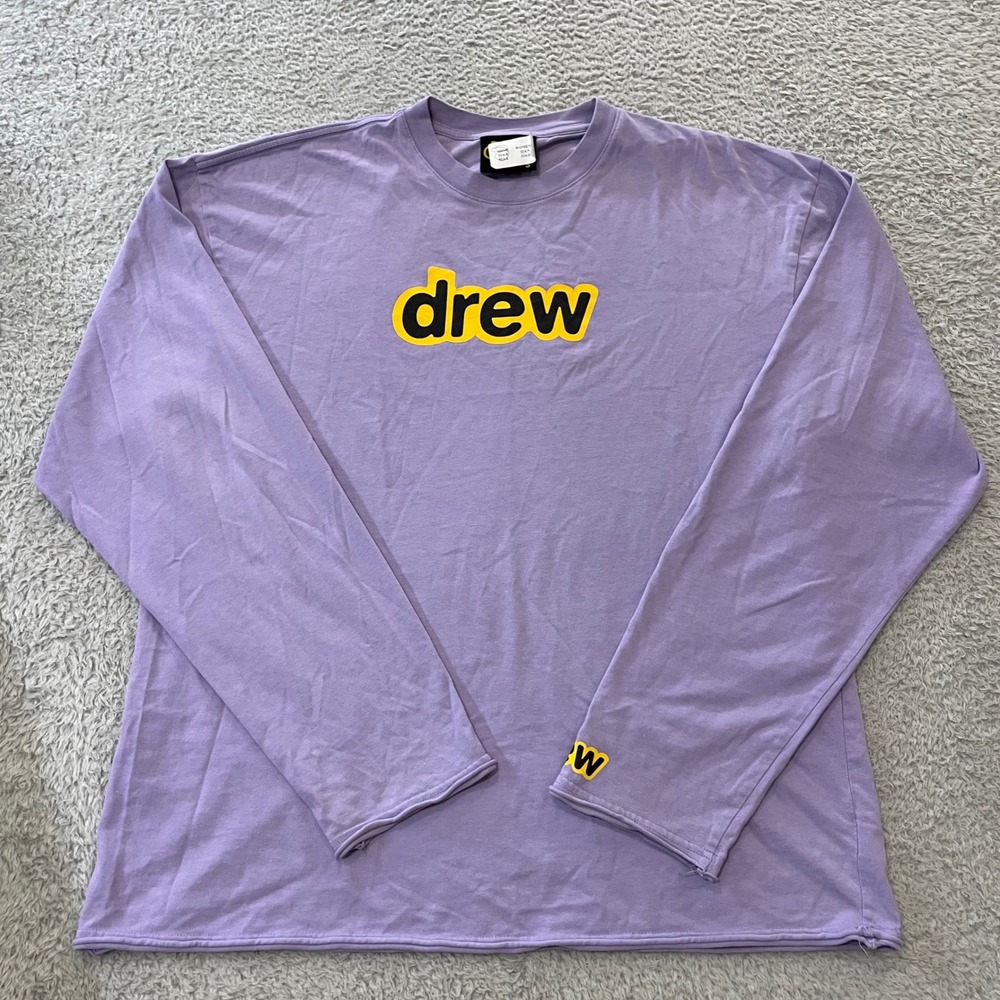 Drew House T-Shirt Mens Small Purple Cotton Oversized Long Sleeve